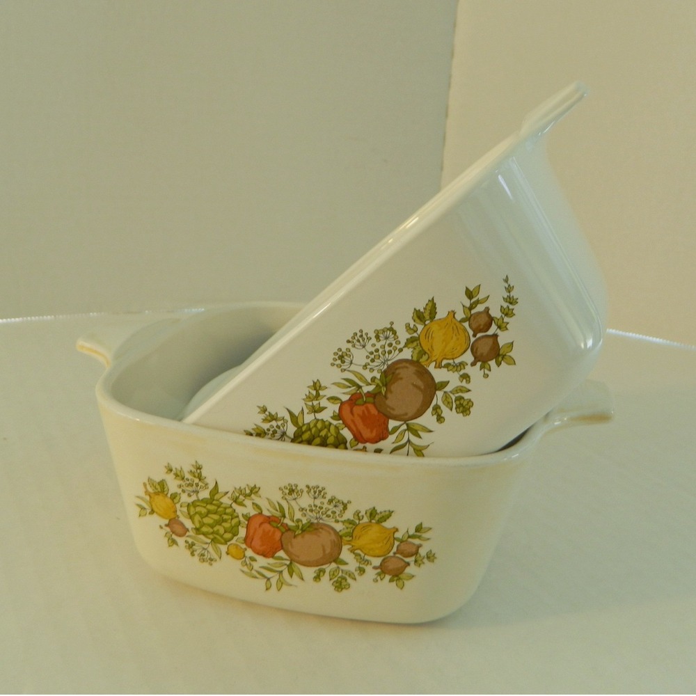 Corning Ware Casserole Dish Set 2 P-43-B 700mL White Spice O Life Petite Pan